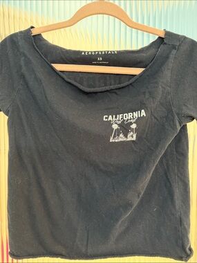 Aeropostale Black Tee with White Logo - XS